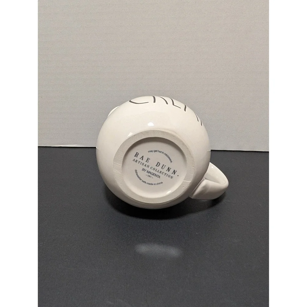 Rae Dunn Cream Glossy White Ceramic Round Pitcher Ivory Farmhouse Coffee Bar‎